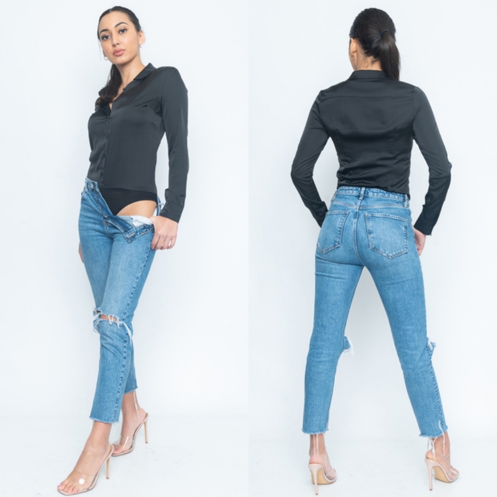 Love Tree Black Long Sleeve Body Suit